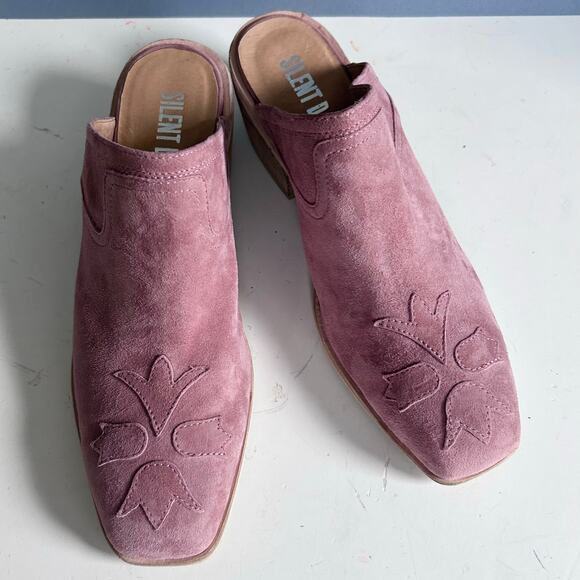 Silent D Anthropologie shoes mules size 9 pink western floral patchwork coastal - Picture 5 of 13